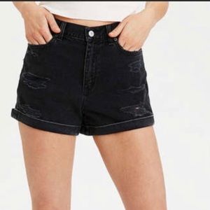 AE Stretch Denim Mom Short-black size 2
